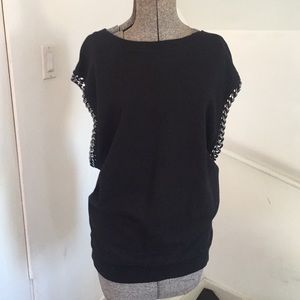 All Saints Black Tank Top with Silver Accents